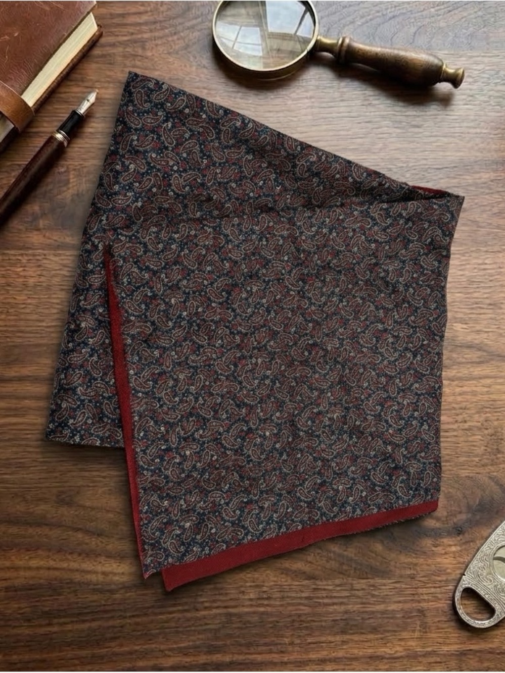 Vintage John Comfort London England Men’s Double Sided Silk Wool Dress Scarf